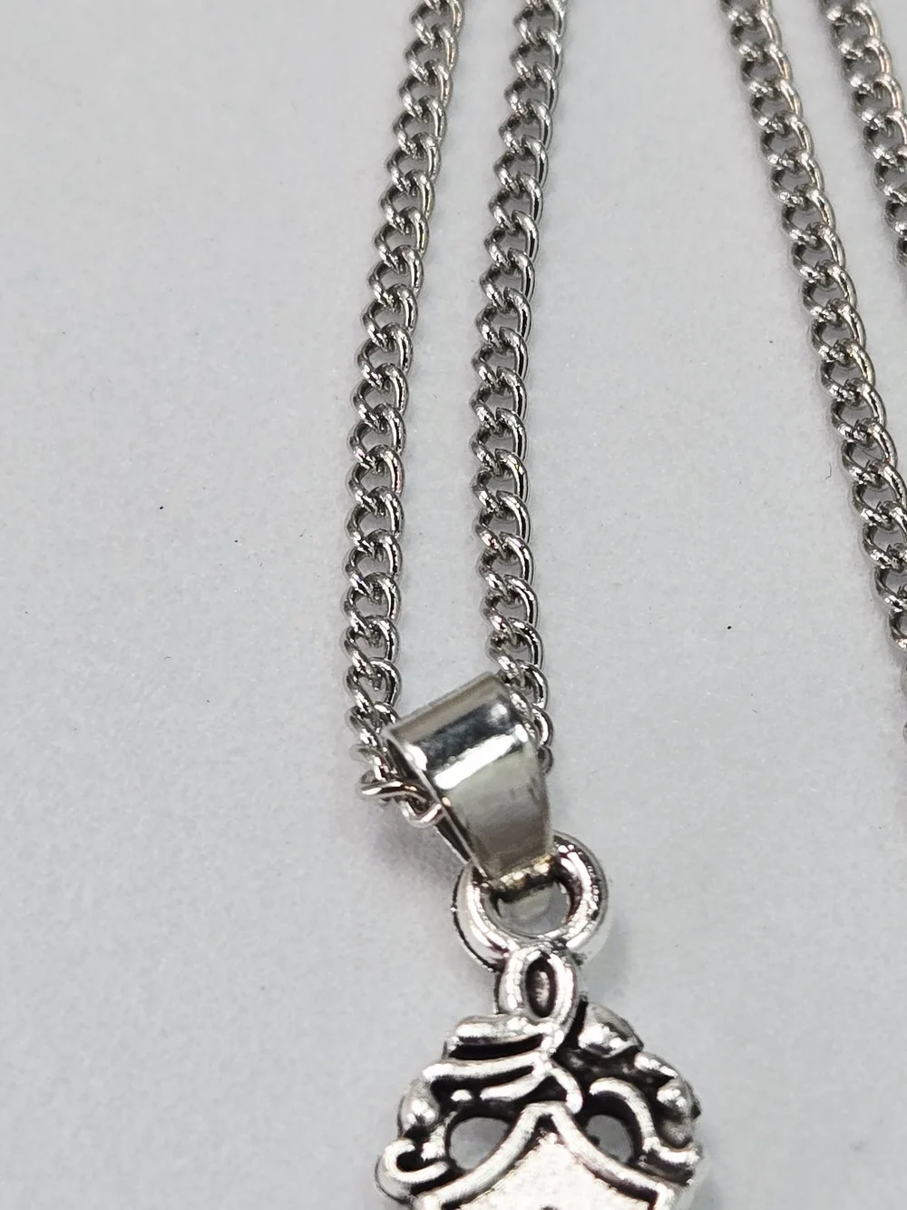 Silver Gothic Filigree Cross Necklace Stainless Steel Pendant Y2K Punk Men's 24
